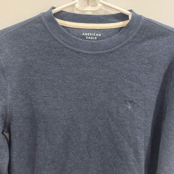 American Eagle waffle crewneck long sleeve lightweight sweater top size small - Picture 4 of 7